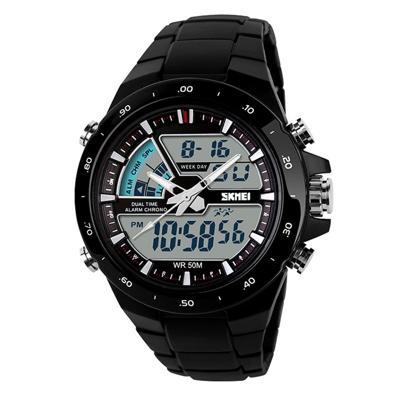 SKMEI 1016 multifunctionele mannen Outdoor sporten Noctilucent waterdichte dubbele digitaal horloge (zwart)