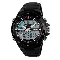 SKMEI 1016 multifunctionele mannen Outdoor sporten Noctilucent waterdichte dubbele digitaal horloge (zwart)