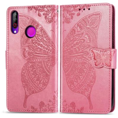 Butterfly Love bloemen reliëf horizontale Flip lederen case voor LG B30 met houder & kaartsleuven & portemonnee & Lanyard (roze)