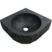 Wiesbaden Raw Hardsteen Hoekfontein 30x30x10 cm - Zwart Gezoet