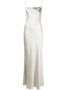 Blumarine robe drapée en soie à fleurs - Gris