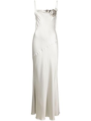 Blumarine robe drapée en soie à fleurs - Gris