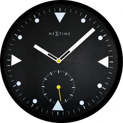 NeXtime klok 3049 serious black, ø32 cm, wall, black