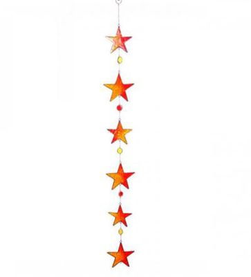 Windmobiel - 6 Sterren - Rood & Oranje (ca. 100 x 6 cm)