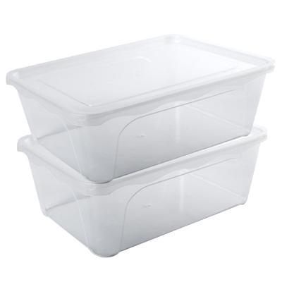 Vershoudbakje - 2x - hoog/diep - transparant - 2 liter - 22 x 15 x 8 cm - vershouddoos