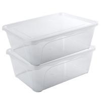 Vershoudbakje - 2x - hoog/diep - transparant - 2 liter - 22 x 15 x 8 cm - vershouddoos