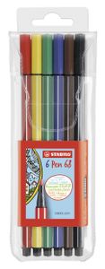 STABILO Pen 68, premium viltstift, etui met 6 kleuren