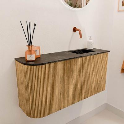 Toiletmeubel Mondiaz Joya Dlux | 81.6 cm | Meubelkleur Oak | Faye wastafel Lava Wasbak Rechts | Zonder kraangat(en)