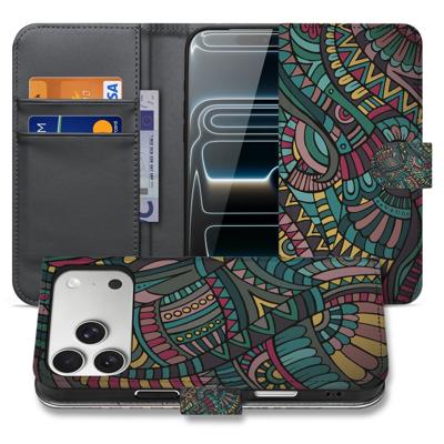 Apple iPhone 17 Pro Max | Bookcase | Hoesje Aztec Met 3 Pasjes Print Apple iPhone 17 Pro Max | Bookcase | Hoesje Aztec Met 3 Pasjes Print