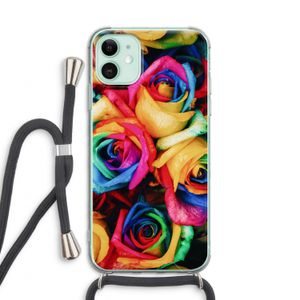 Neon bloemen: iPhone 11 Transparant Hoesje met koord