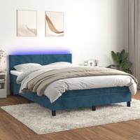 Boxspring met matras en LED fluweel donkerblauw 140x190 cm Boxspring met matras en LED fluweel donkerblauw 140x190 cm