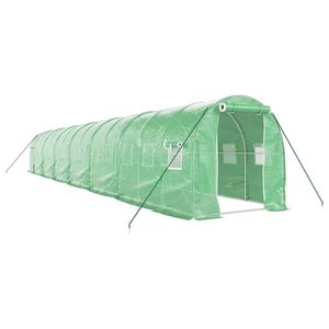 The Living Store Broeikas - Groen - 14 x 2 x 2 m - Staal frame - PE materiaal - 140 g/m² - Met 2 ritsen