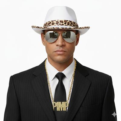 Foute party Pimp verkleed set - 3 delig - heren - hoed - pimp ketting goud - zonnebril