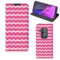 Motorola One Zoom | Hoesje met Magneet | Waves Pink