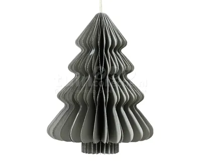 Kerstornament Papieren Kerstboom 15cm Grijs