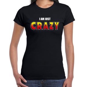 I am just crazy fun t-shirt zwart voor dames