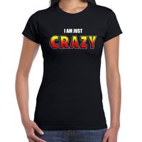 I am just crazy fun t-shirt zwart voor dames - thumbnail