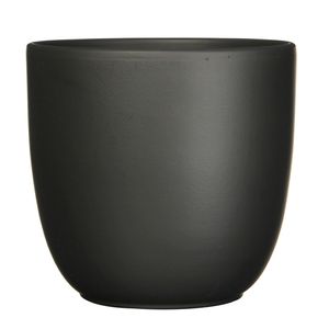 Plantenpot/bloempot Tusca - Zwart - keramiek - mat - D28/H25 cm