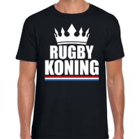 Rugby koning t-shirt zwart heren - Sport / hobby shirts 2XL  - - thumbnail