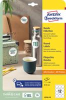 Avery Zweckform ronde etiketten, diameter 60 mm, wit, permanent klevend, 120 etiketten, 10 vellen Avery Zweckform ronde etiketten, diameter 60 mm, wit, permanent klevend, 120 etiketten, 10 vellen