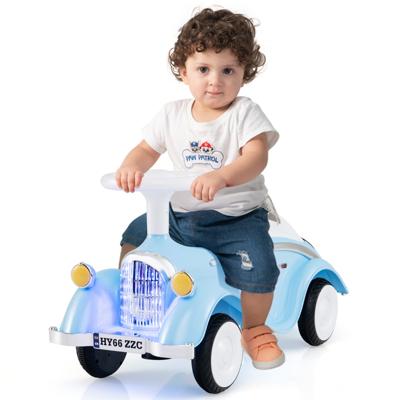Rijdauto Klassiek Voet-naar-grond Rijdend Voertuig met Stuur Toeter LED-koplampen Blauw