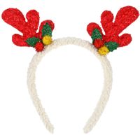 Kerst diadeem/haarband - rendier gewei - rood - 21 cm