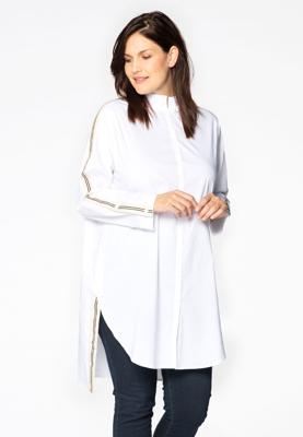 Yoek Blouse met strepen | Wit | Maat 54/56
