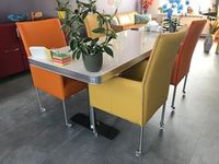 Set van 4 leren eetkamerstoelen - met wieltjes en hoge rug - verschillende kleuren leer - Echt leer, Modern, ontdek de vele Leersoorten en Kleuren bij ShopX