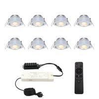 Complete Set van 8 Sienna Mini Inbouwspots 12V 3W spots - 2700K warm wit - IP44 waterdicht - kantelbaar - Dimbaar - Verandaspots - Lage inbouwdiepte