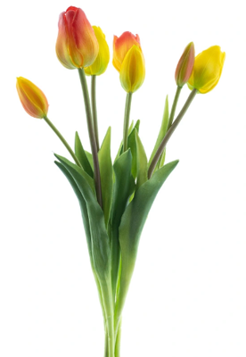 Bosje kunst tulpen Sally x7 yellow/orange 47 cm - Buitengewoon de boet