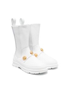 Balmain Kids bottines en cuir à clous - Blanc