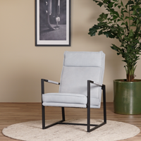 Lichtblauwe leren industriële design fauteuil Square - (lichtblauw leer)