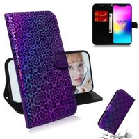 Voor LG W10 effen kleur kleurrijke magnetische Buckle horizontale Flip PU lederen draagtas met houder & kaartsleuven & portemonnee & Lanyard (paars)