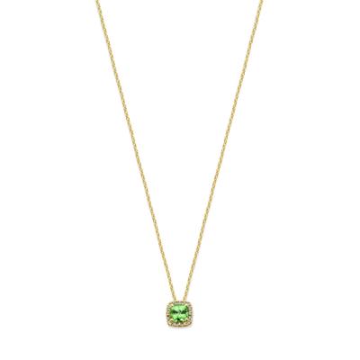 Exclusief 14k Geelgouden Collier met Tsavoriet en Diamant - Verstelbare Draaglengtes 41-43-45 cm, 0.7ct Diamantgewicht
