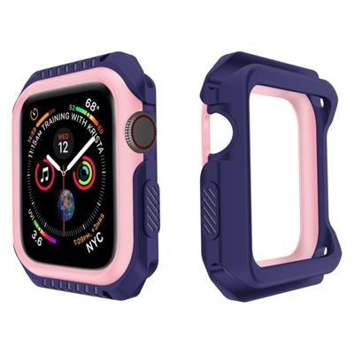 Smart Watch schokbestendig twee kleur beschermende case voor Apple Watch serie 3 42mm (roze blauw)