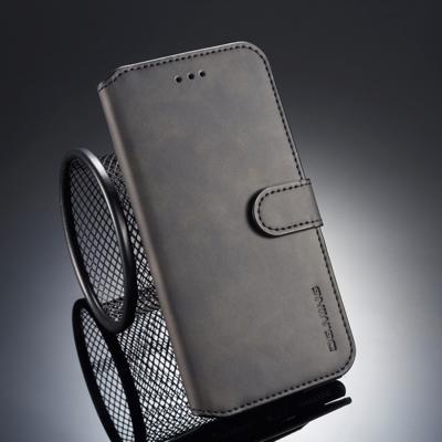 DG. MING Retro olie kant horizontale Flip Case voor iPhone 8 & 7 Plus met houder & Card Slots & portefeuille (zwart)