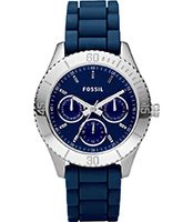 Horlogeband Fossil ES2872 Silicoon Blauw 18mm