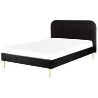 Beliani - FLAYAT - Tweepersoonsbed - Zwart - 140 x 200 cm - Fluweel