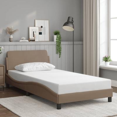 Bedframe met hoofdbord kunstleer cappuccinokleurig 100x200 cm