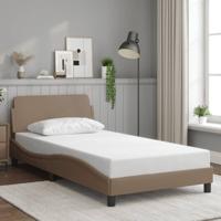 Bedframe met hoofdbord kunstleer cappuccinokleurig 100x200 cm