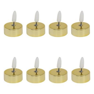 LED theelichtjes - 8x stuks - goud - glans - 5,5 cm - waxinelichtjes - led kaarsen