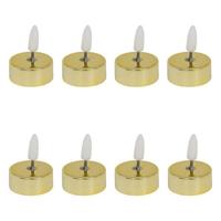 LED theelichtjes - 8x stuks - goud - glans - 5,5 cm - waxinelichtjes - led kaarsen