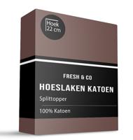 Splittopper Hoeslaken - Katoen - Terra - Verkoelend - 160x200 cm - Bruin - Fresh and Co - Dekbed-Discounter.nl