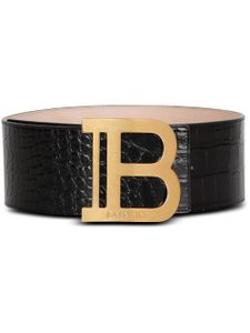 Balmain crocodile-effect logo-plaque belt - Noir