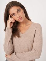 Basic V-hals trui van cashmere wolmix