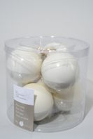 6 kerstballen wolwit emaille 80 mm - Ksd