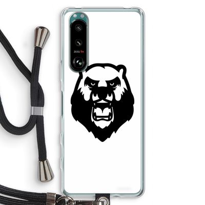 Angry Bear (white): Sony Xperia 5 III Transparant Hoesje met koord