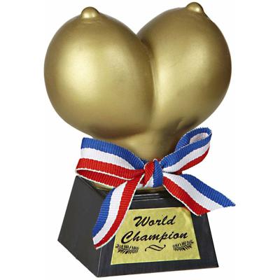 Trofee - gouden borsten - 13 cm - kunststof - fun award - prijs