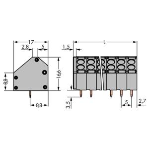 WAGO 816-109 Veerkrachtklemblok 1.50 mm² Aantal polen 9 Grijs 70 stuk(s)