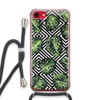 Geometrische jungle: iPhone SE 2020 Transparant Hoesje met koord